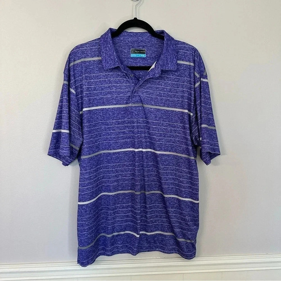 PGA Tour Men's Short Sleeve Blue Striped Jersey Performance Polo Size XL GUC - Picture 2 of 7